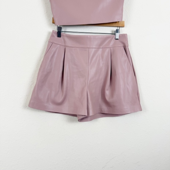 Susana Monaco Faux Leather Tube Top And Pleated Short Set Size Large - Picture 2 of 5